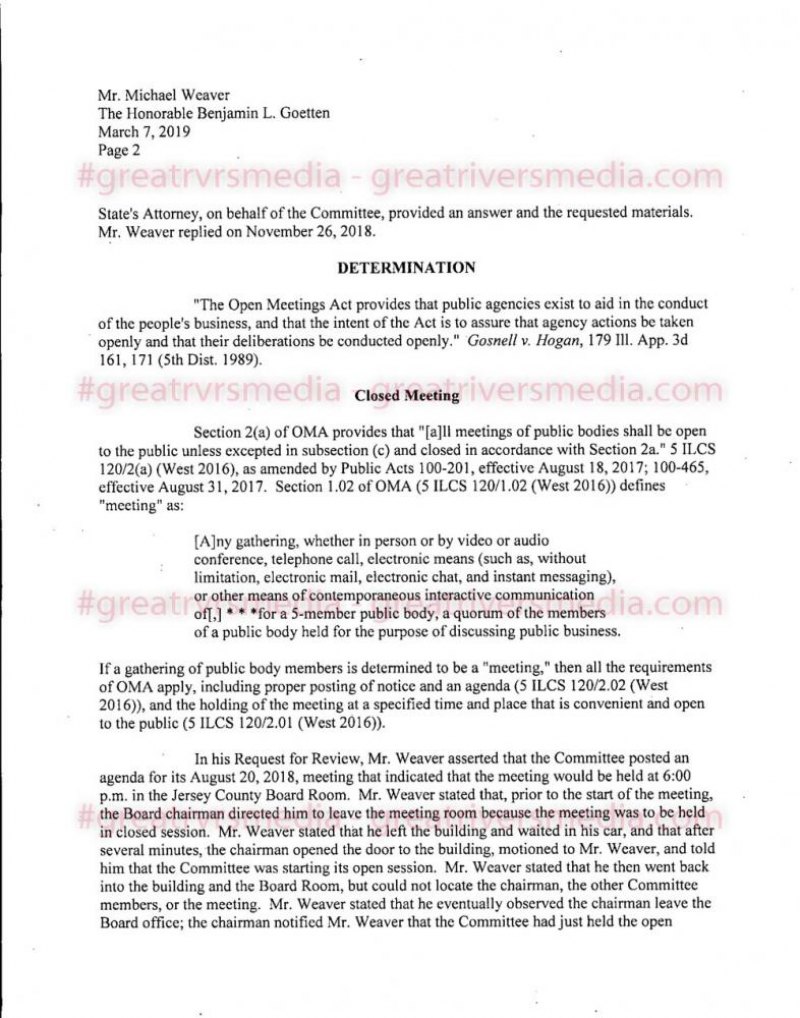 County Board Found To Violate Open Meetings Act County Board Found To Violate Open Meetings Act